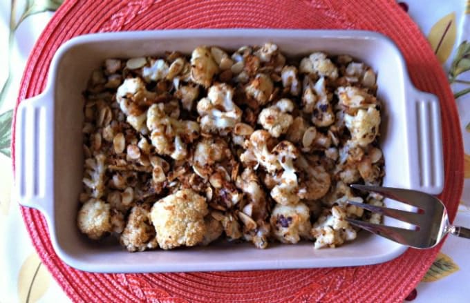 Roasted Cauliflower with Almonds and Panko Topping