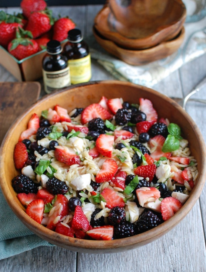 Mixed Berry Caprese Orzo Salad