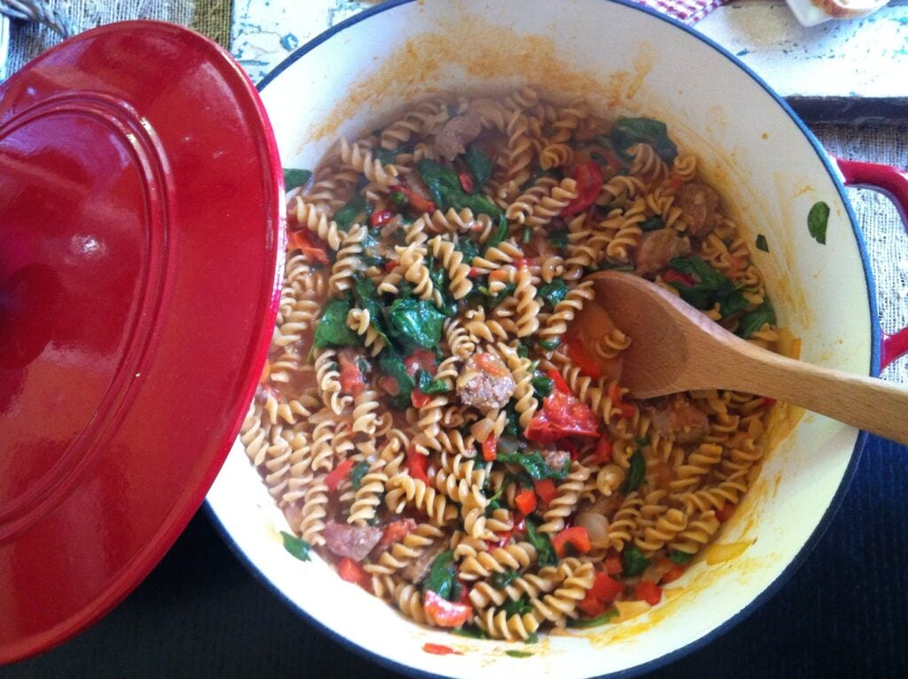 Skillet Sausage and Spinach Pasta