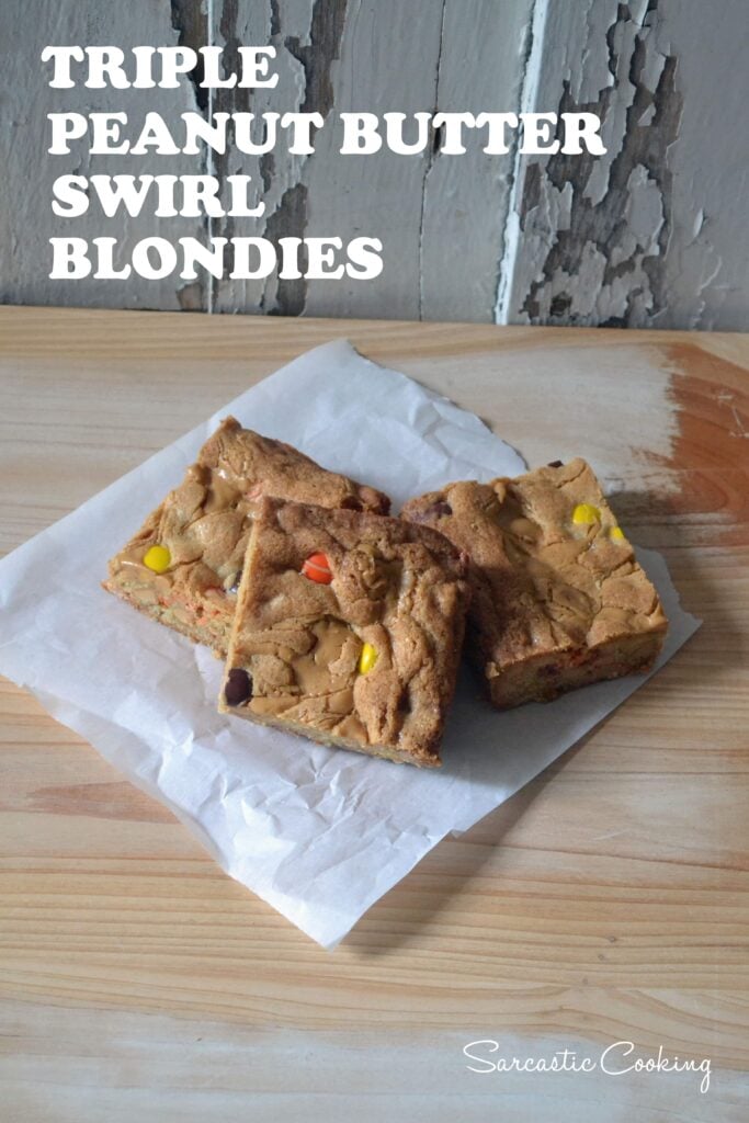 Triple Peanut Butter Swirl Blondies