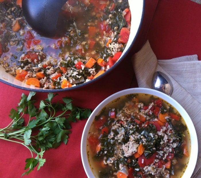 Turkey Kale Brown Rice Soup
