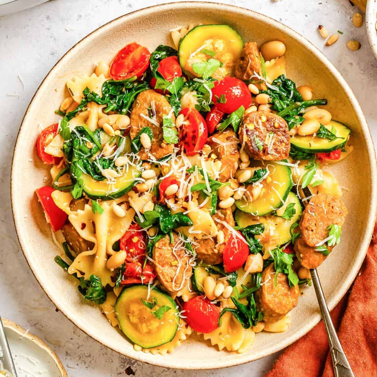 15-Minute Smoked Sausage Pasta with White Beans (One Skillet)