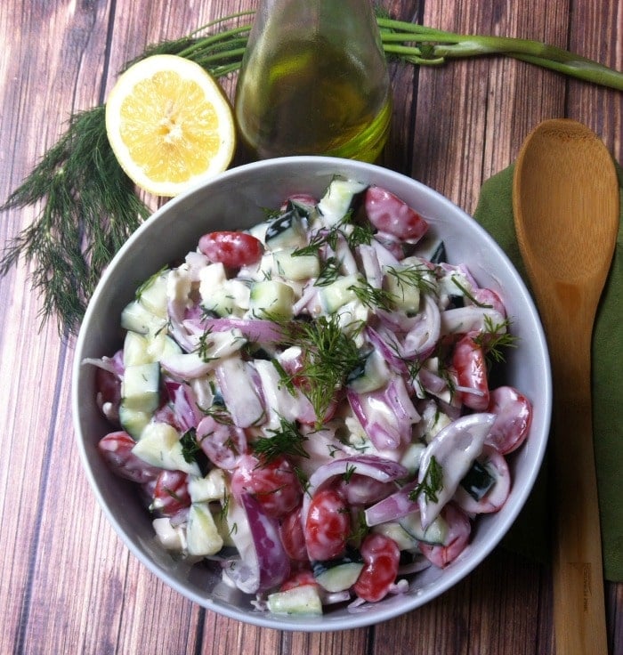 Cucumber Tomato Salad with Dill Yogurt Dressing