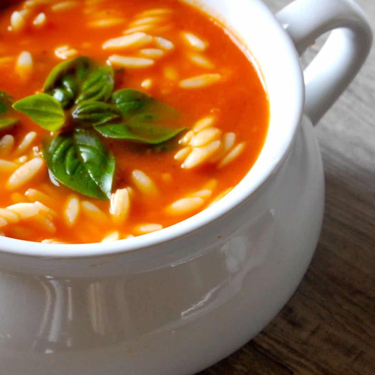 Tomato Spinach Orzo Soup