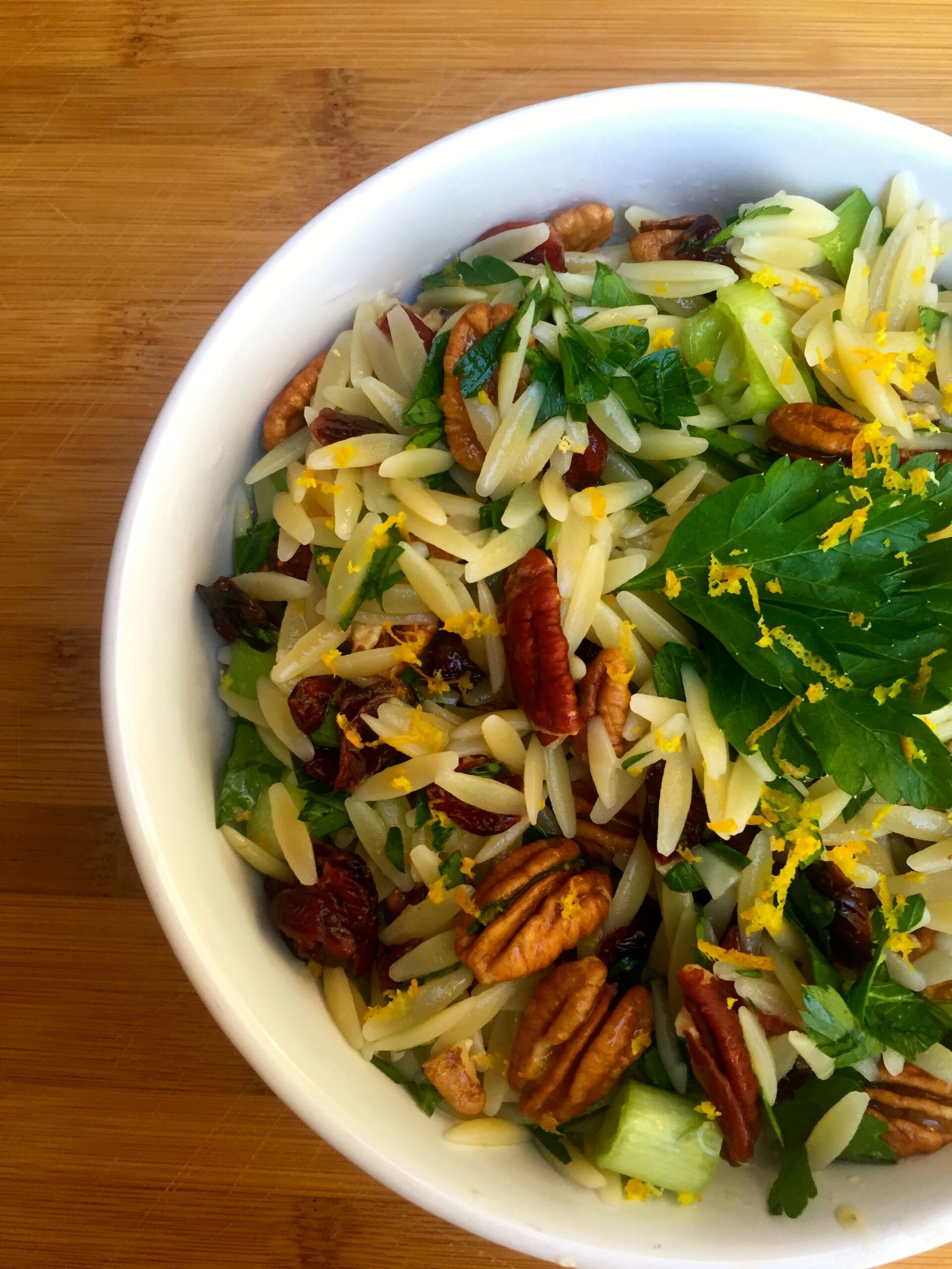 Cranberry Pecan and Orange Orzo Pasta Salad