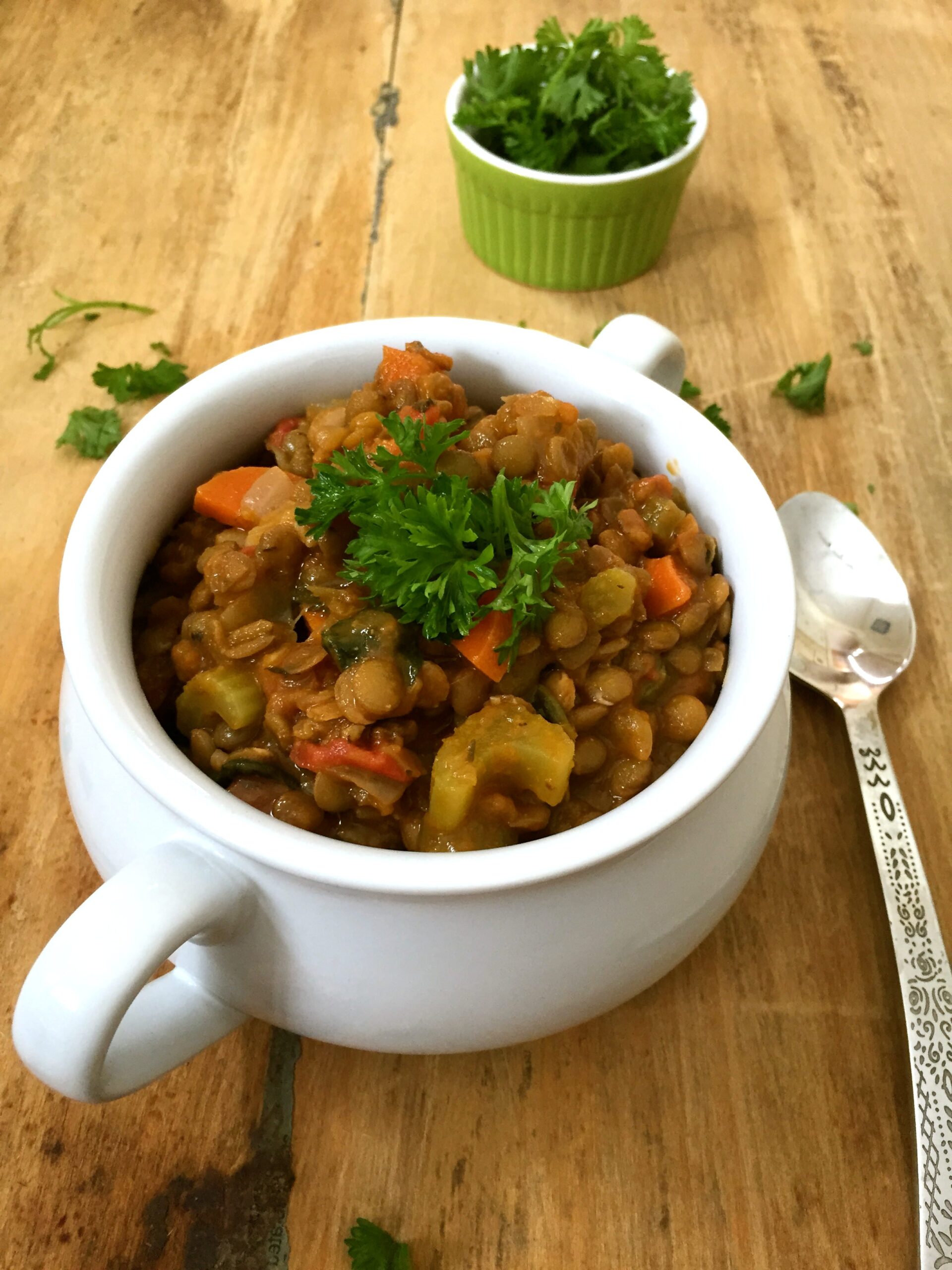 Green Lentil Spinach Soup