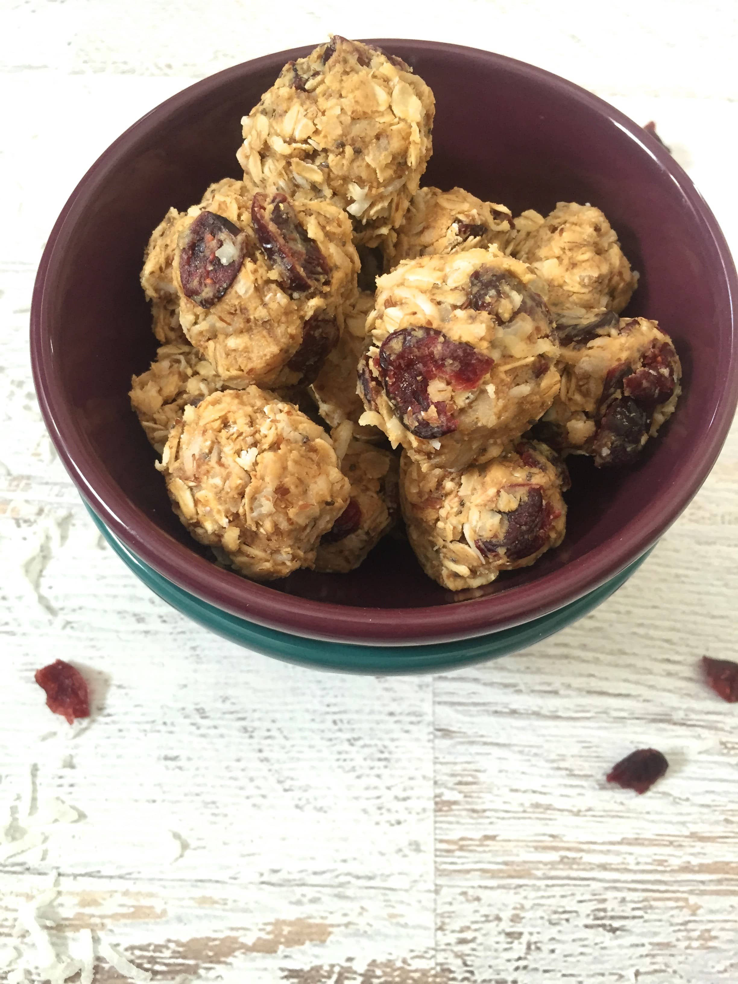No Bake Coconut Cranberry Energy Bites