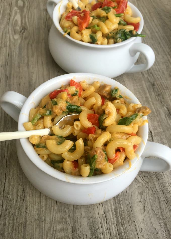 Sausage Roasted Red Pepper and Gouda Macaroni and Cheese