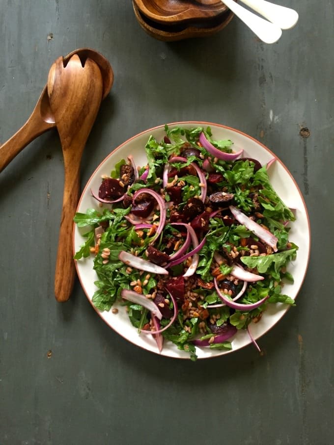 Farro Roasted Beet Arugula Salad