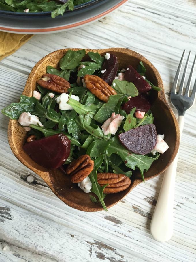 Roasted Beet Salad with Goat Cheese and Pecans + $25 Gift Card Giveaway