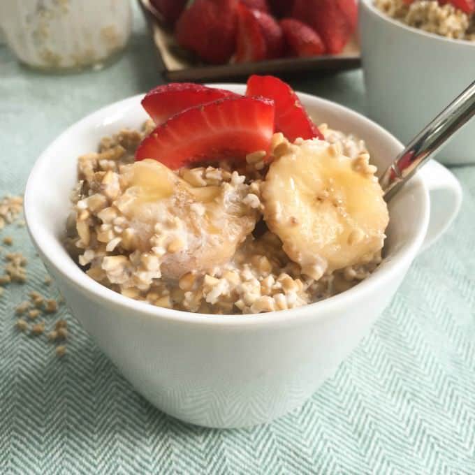 Overnight Refrigerator Strawberry Banana Coconut Steel Cut Oatmeal