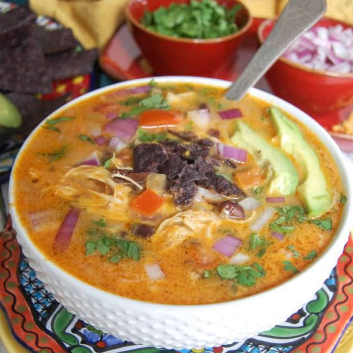 Slow Cooker Mexican Cheesy Chicken Soup