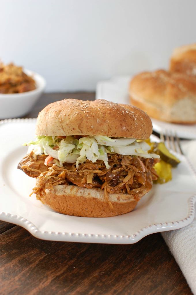 Slow Cooker BBQ Pulled Chicken Sandwiches