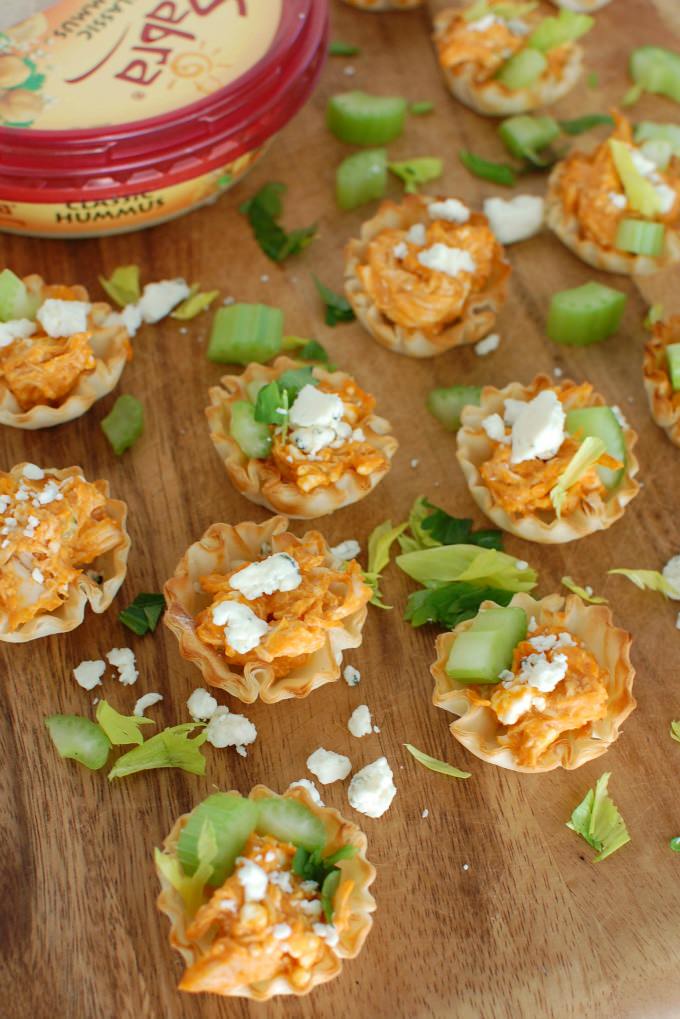 Buffalo Chicken Hummus Bites