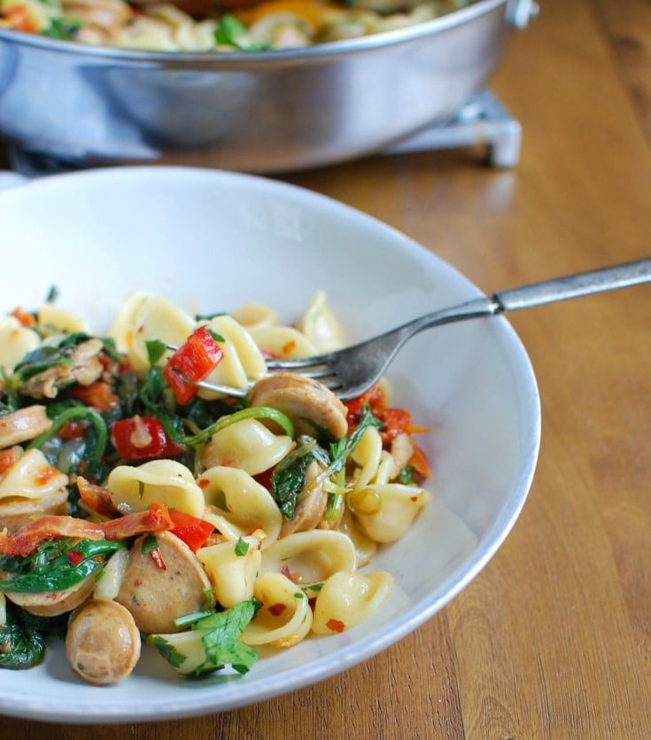 Orecchiette with Sausage Kale and Sundried Tomato