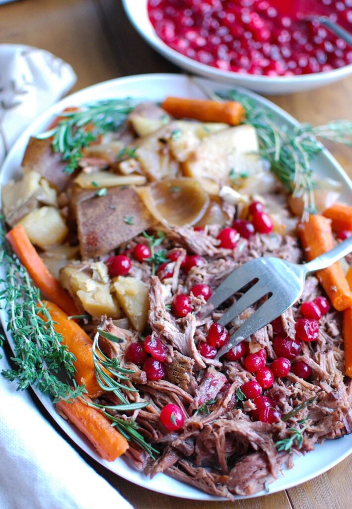 Slow Cooker Red Wine Pot Roast With Orange Cranberry Sauce