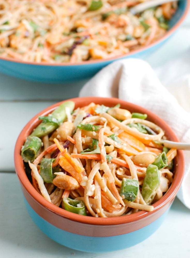 Asian Vegetable Noodle Salad with Spicy Peanut Sauce