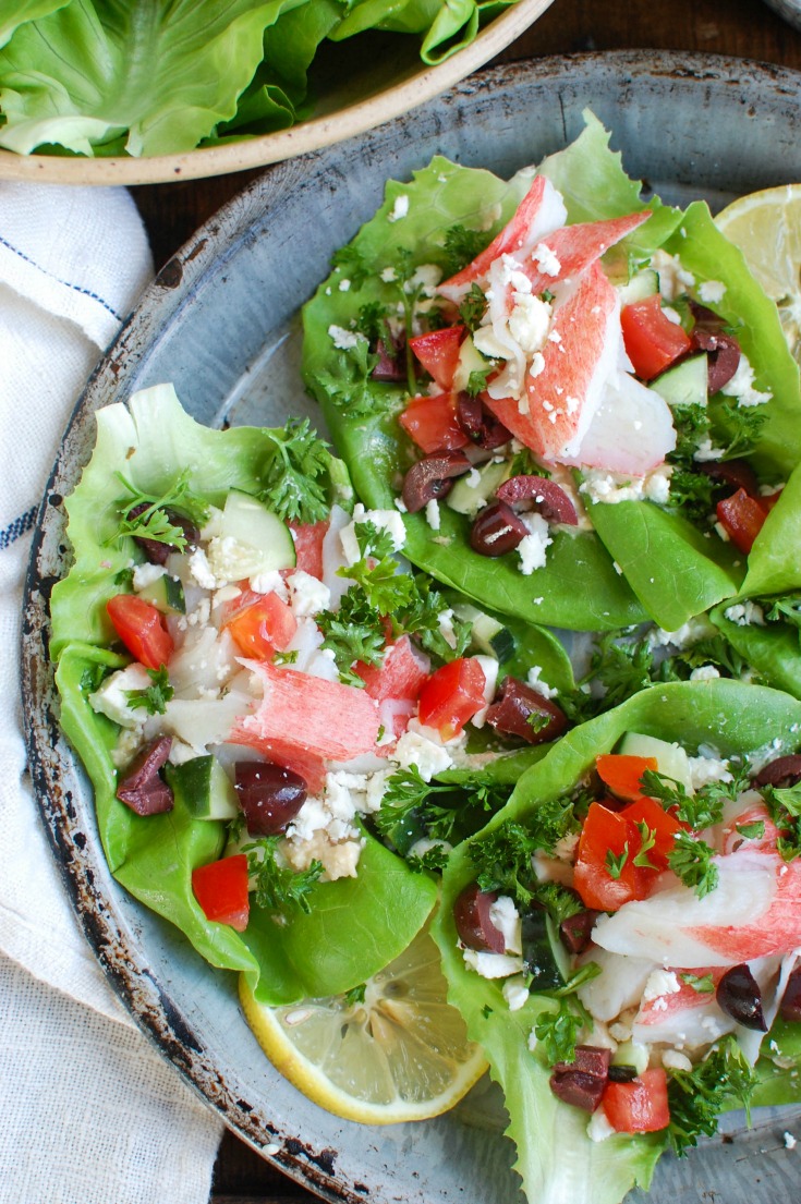 Mediterranean Surimi Lettuce Wraps