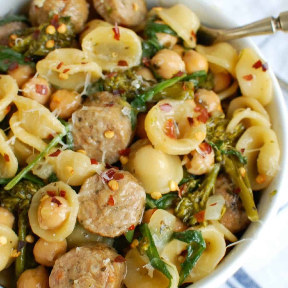 One Pot Orecchiette with Sausage and Broccoli