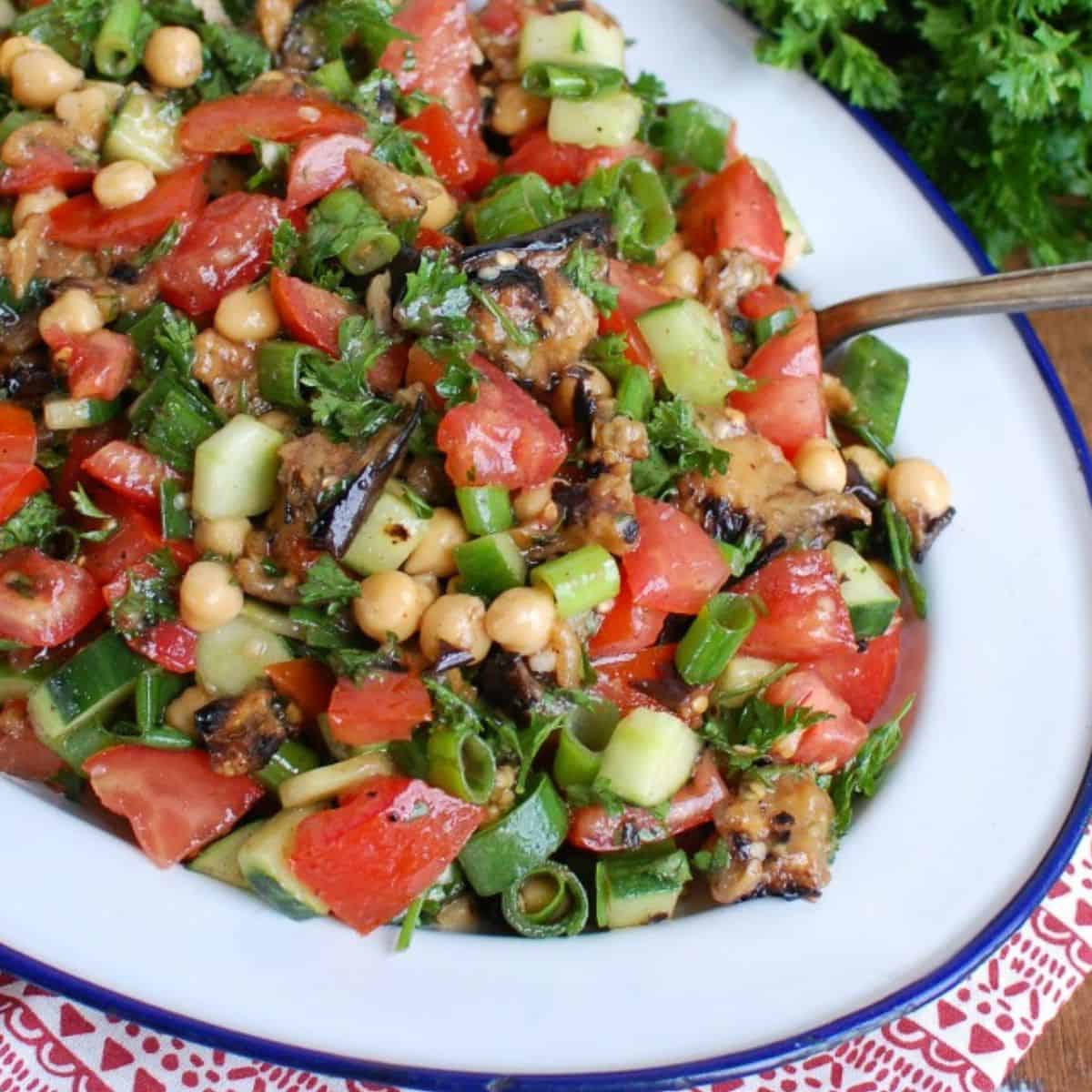 Mediterranean Eggplant Chickpea Salad
