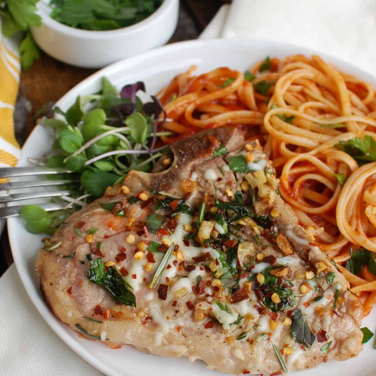 Italian Veal Chops Recipe (Pan Seared with Garlic and Herbs)