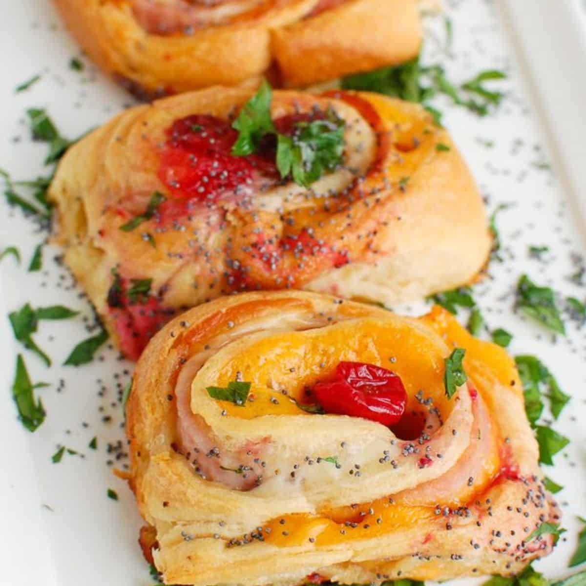 Ham Cheese and Cranberry Rollups