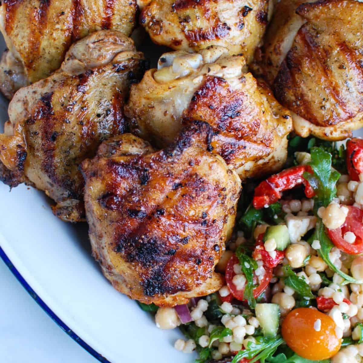 Grilled Chicken Thighs with Greek Marinade
