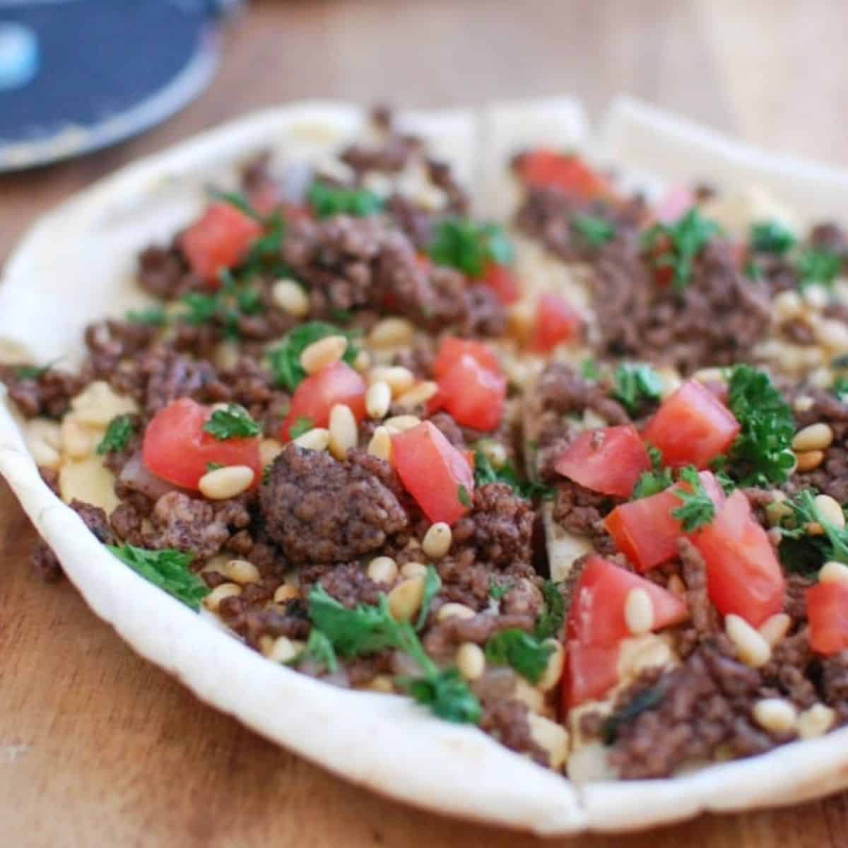 Spiced Beef Hummus Pita Pizza