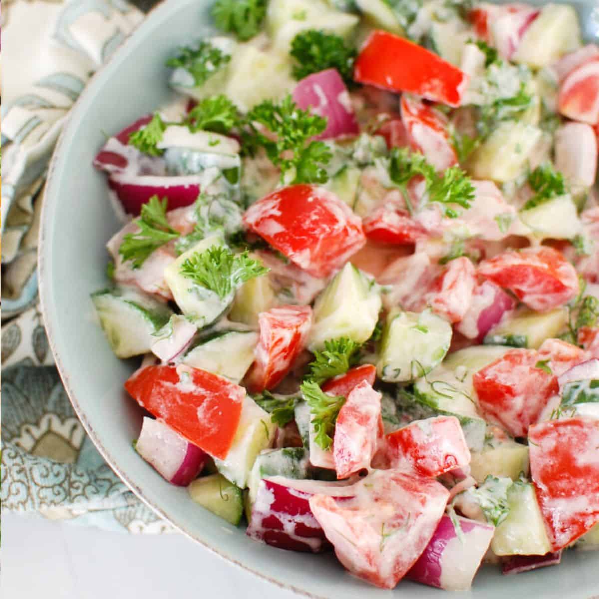 Lebanese Cucumber Tomato Yogurt Salad