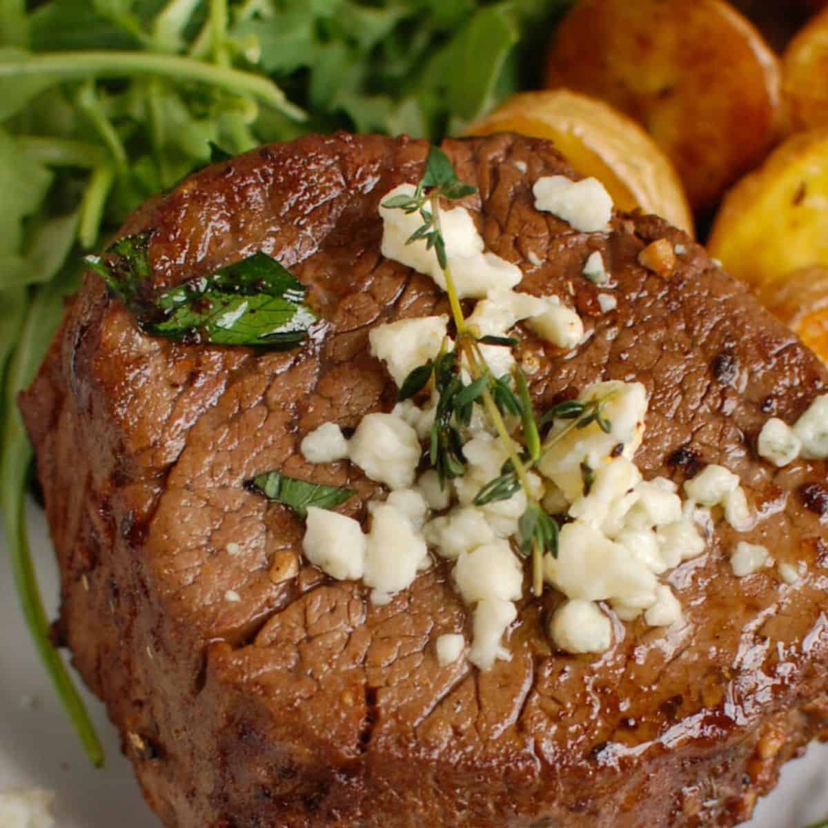 Beef Tenderloin Steaks with Creamy Blue Cheese Sauce