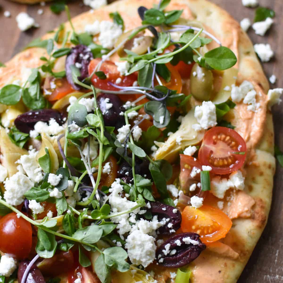 Mediterranean Naan Bread Pizza