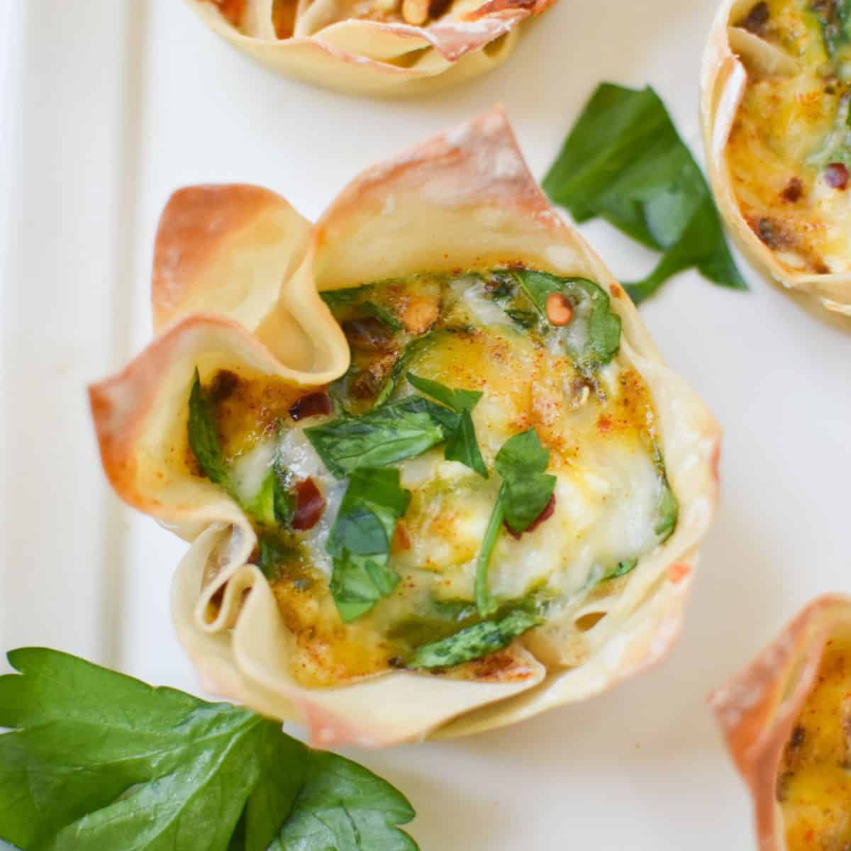 Mediterranean Quiche Wontons