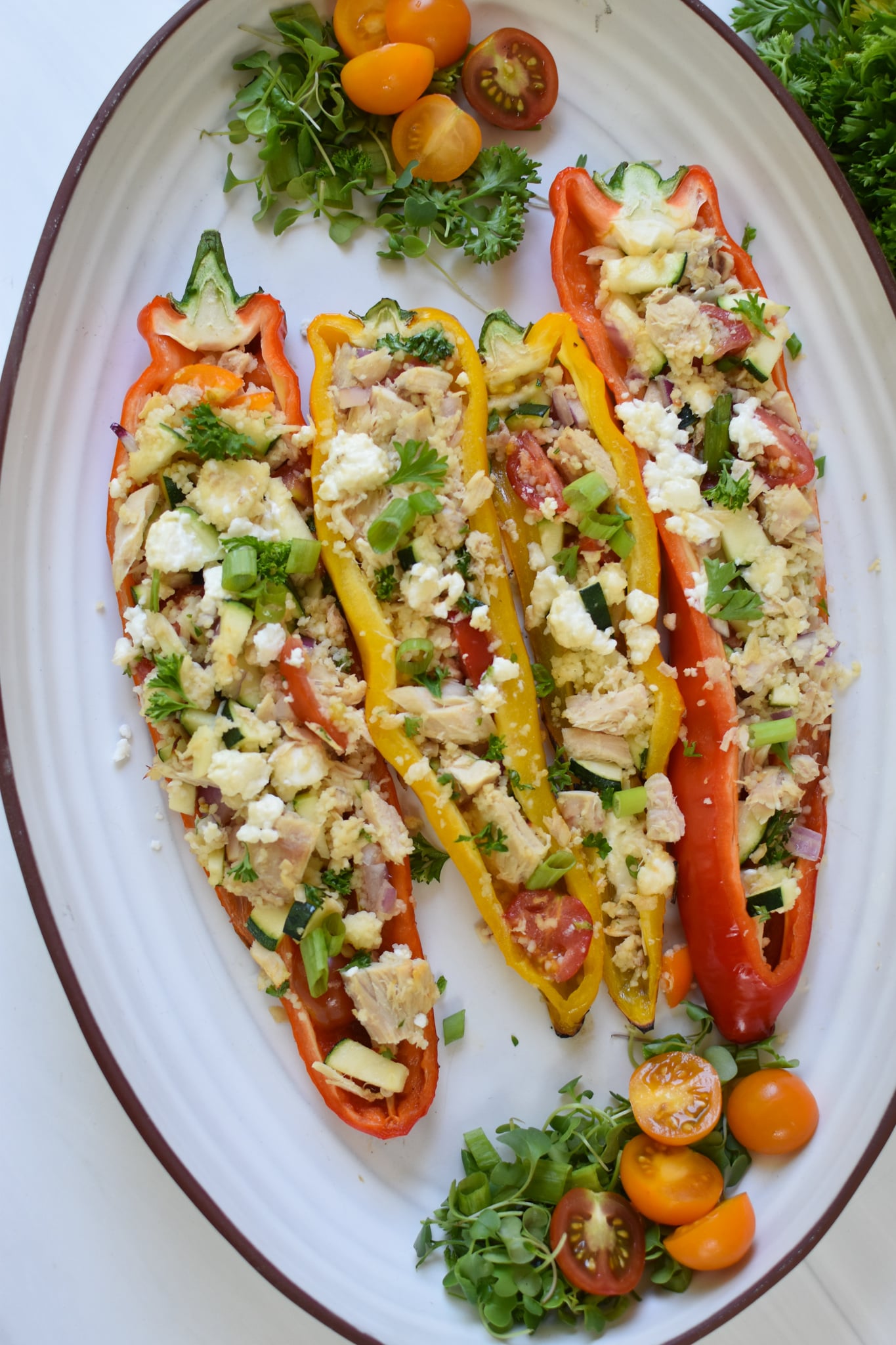 Mediterranean Tuna Couscous Stuffed Peppers