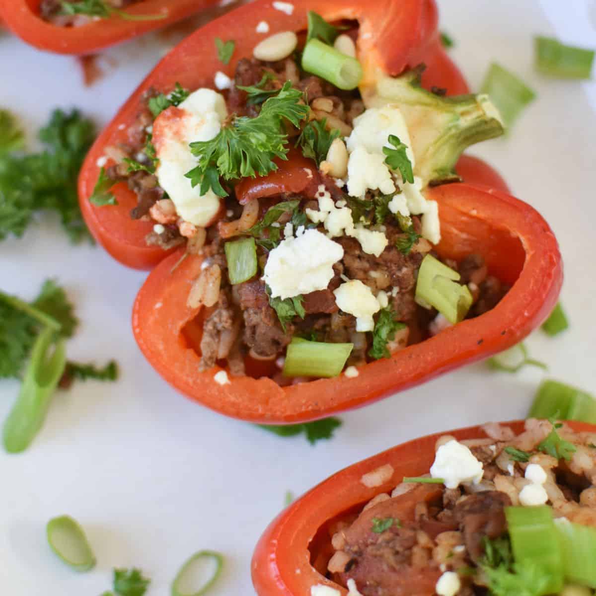 Mediterranean Ground Beef Stuffed Peppers