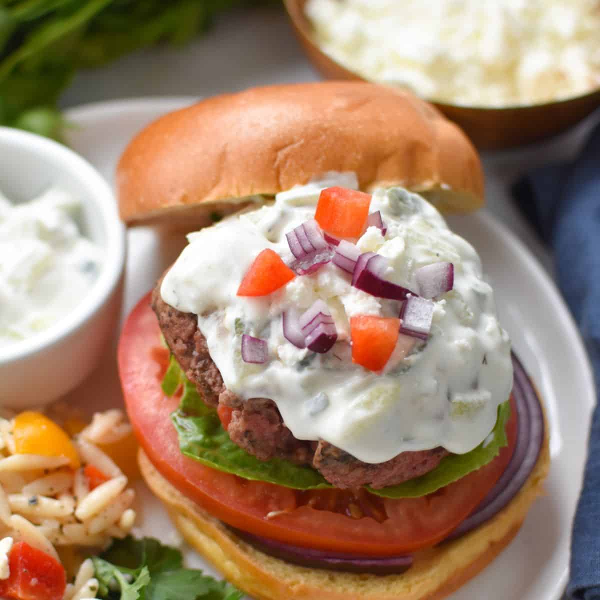 Feta Burger with Tzatziki