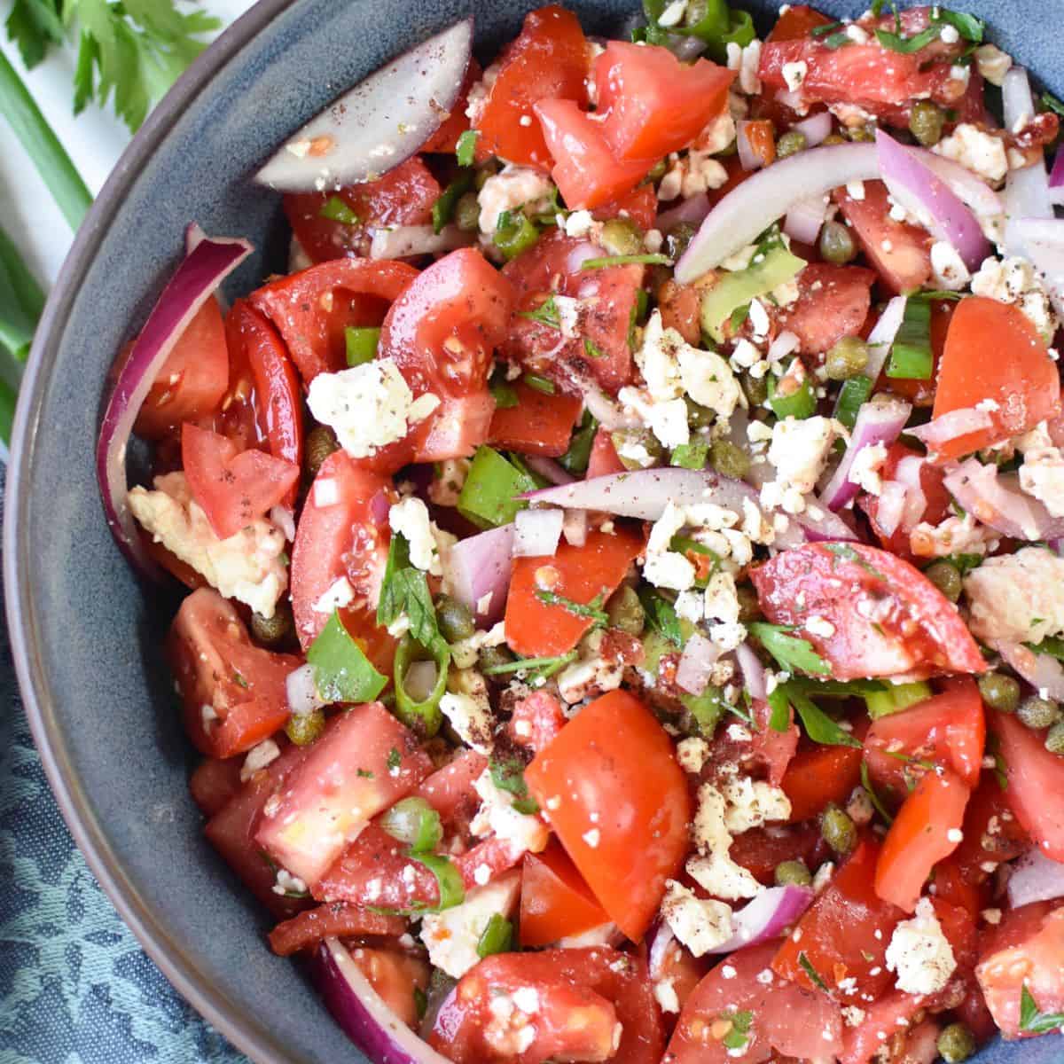 Tomato Salad with Capers (Briny, Creamy, and Done in 10 Minutes)