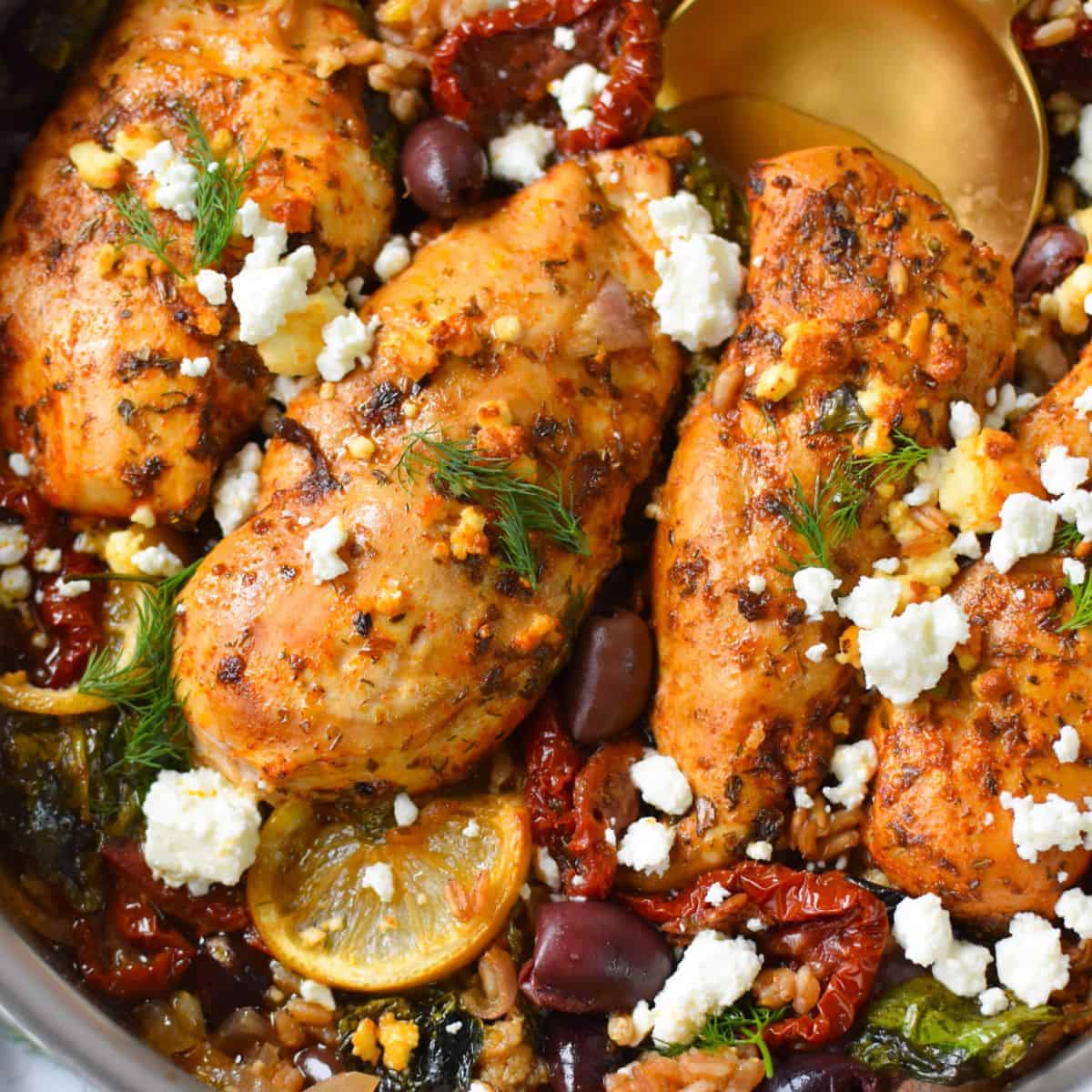 Sun-dried Tomato Farro Chicken Bake
