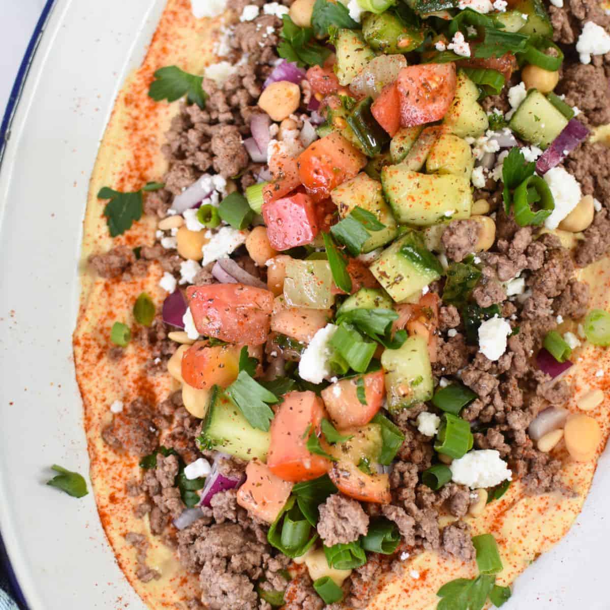 Ground Beef Layered Hummus