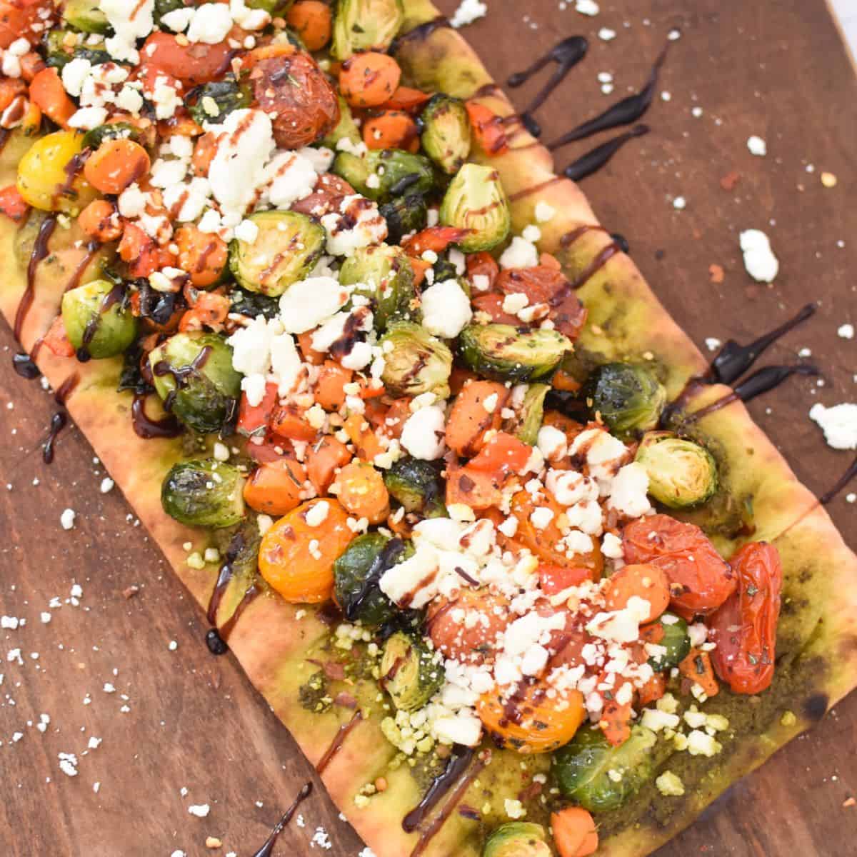Roasted Vegetable Goat Cheese Flatbread Pizza Recipe