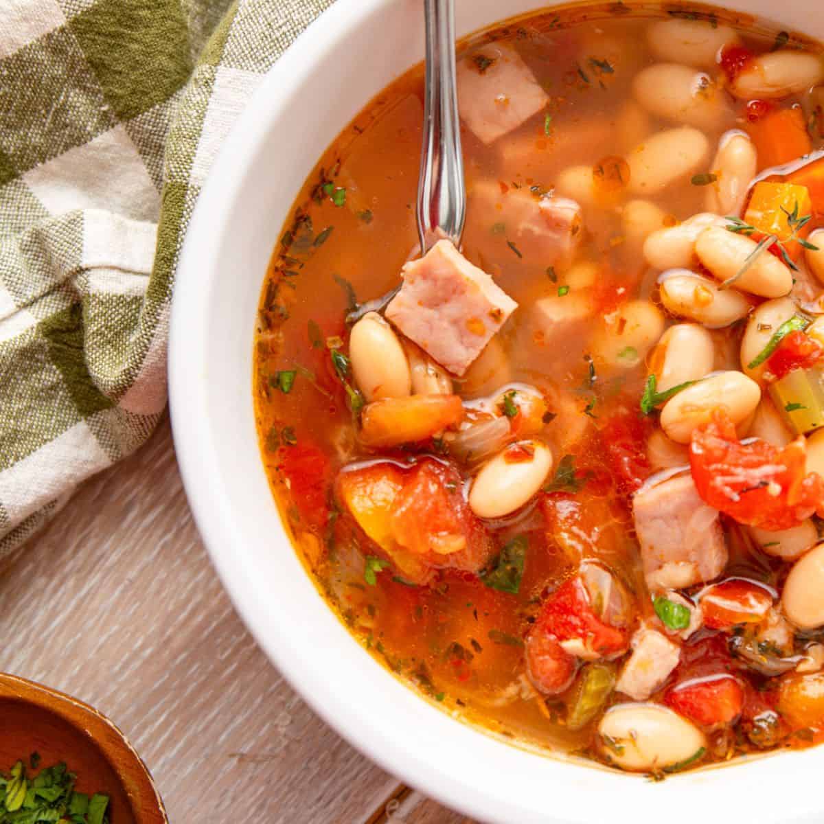 Navy Bean Soup with Ham (Stovetop or Crockpot)