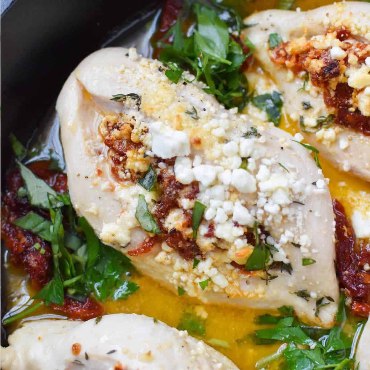 Sun-dried Tomato Goat Cheese Stuffed Chicken Breasts
