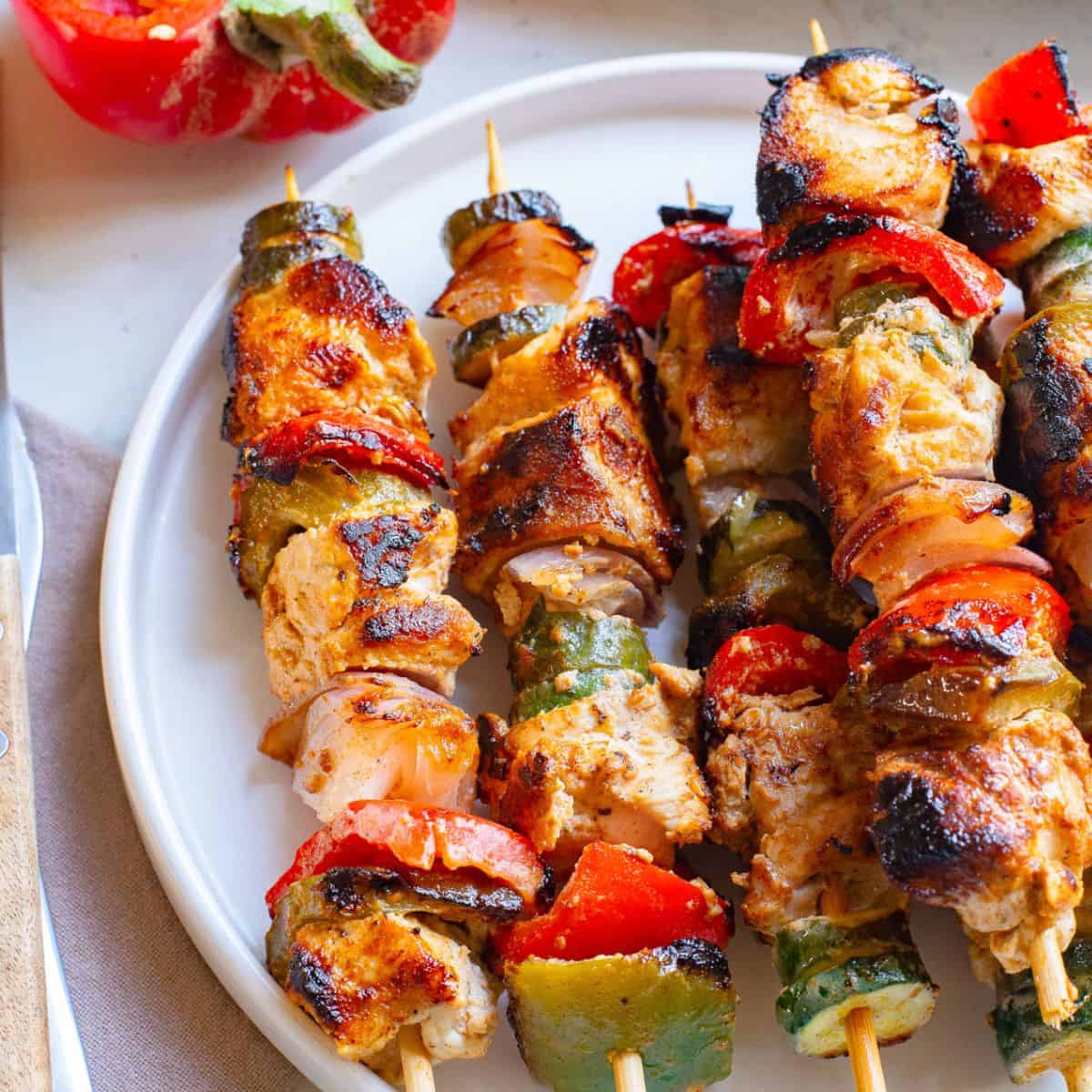 Greek Marinated Chicken Kabobs with Lemon