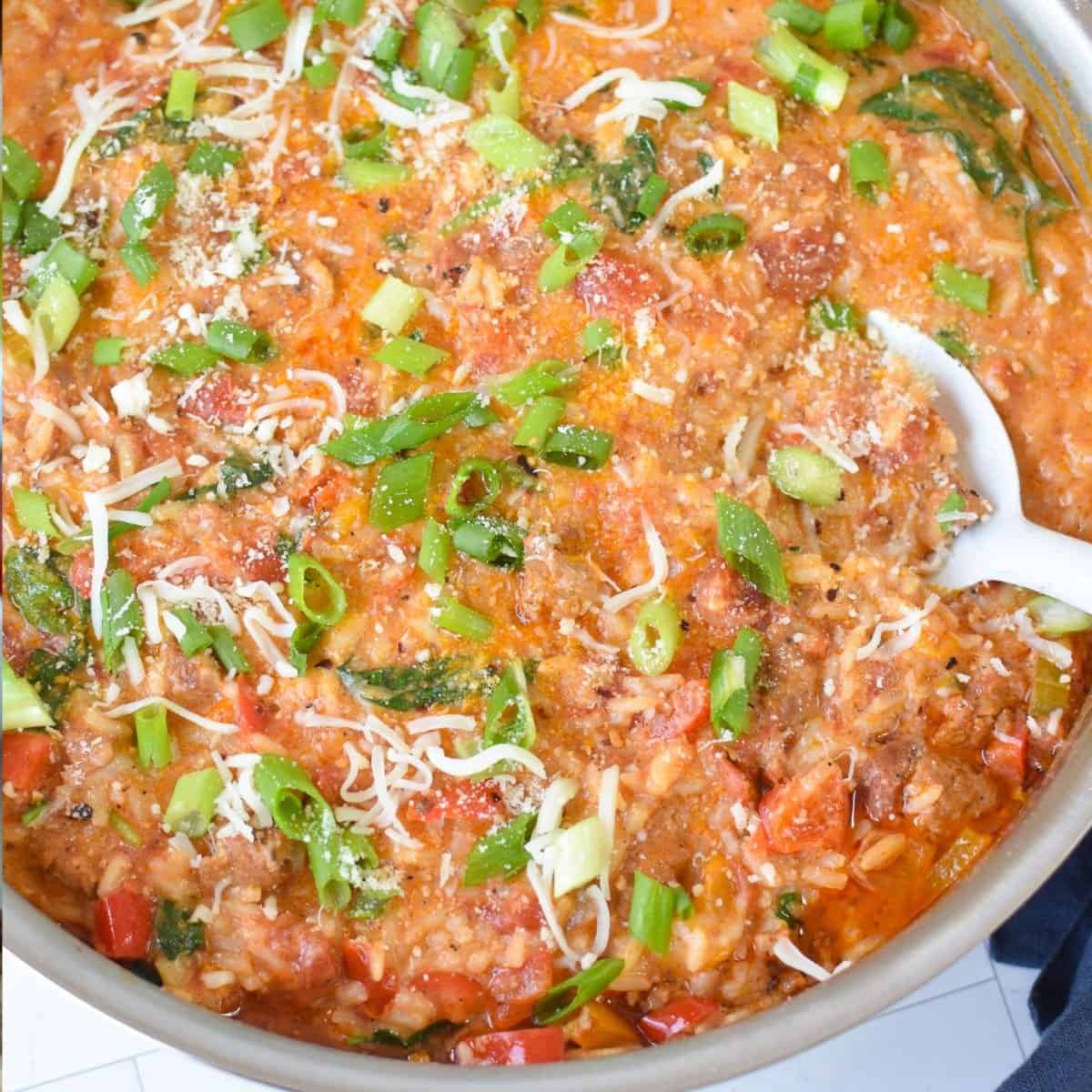 Creamy Cajun Sausage Rice Skillet
