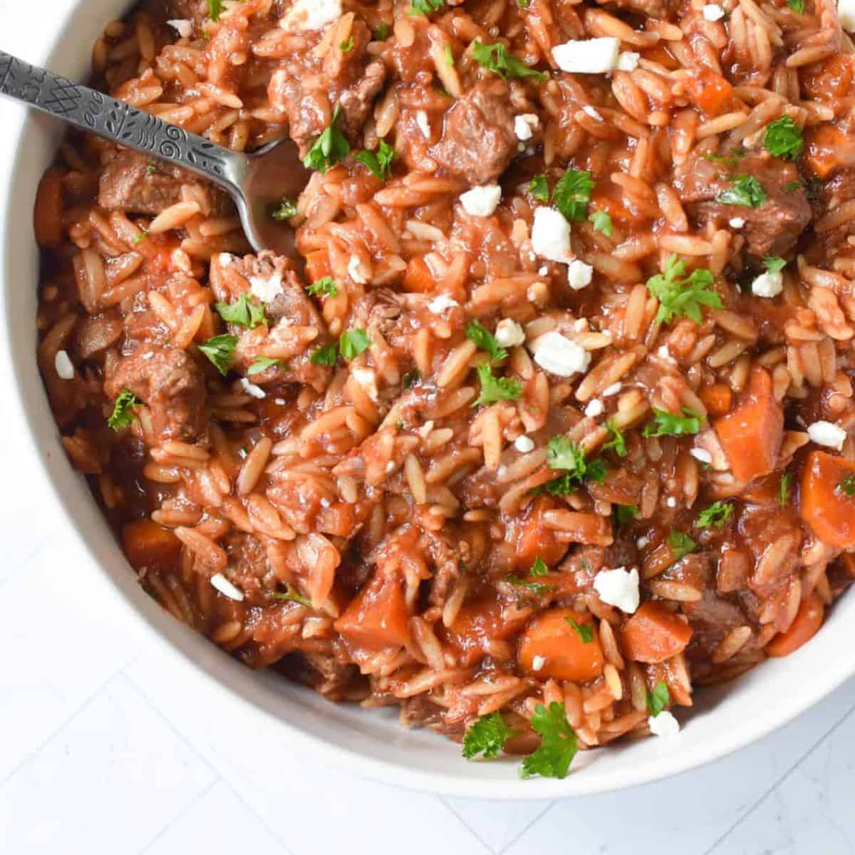 Greek Beef Stew with Orzo (Beef Giouvetsi)