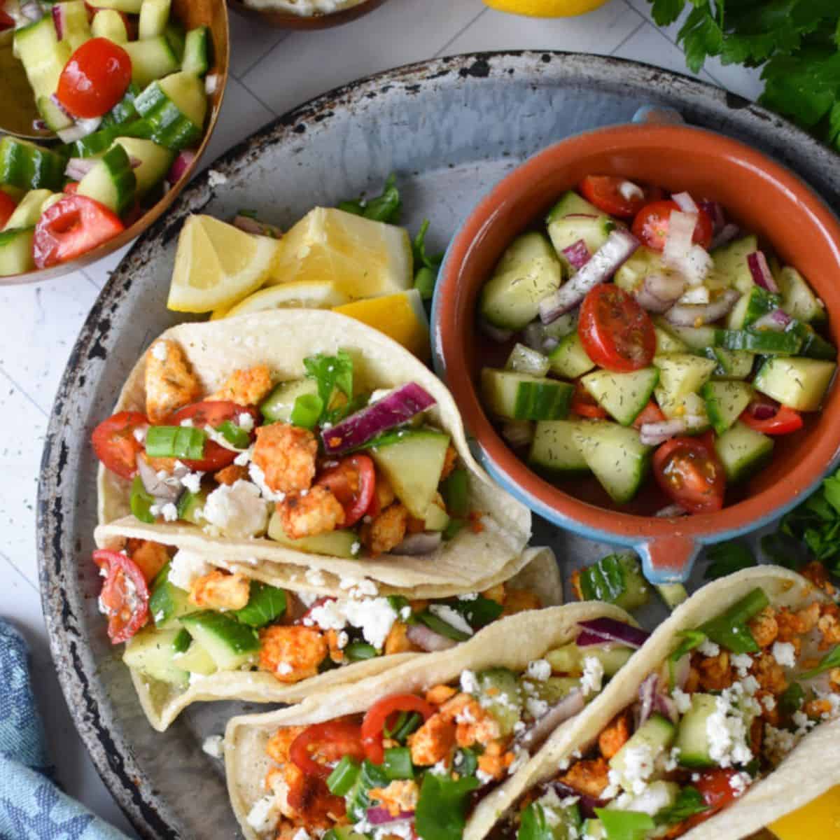Mediterranean Style Tofu Tacos