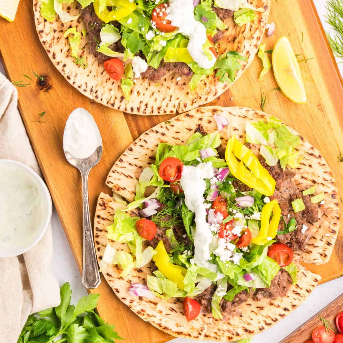 Gyro-Style Smash Burger Tacos