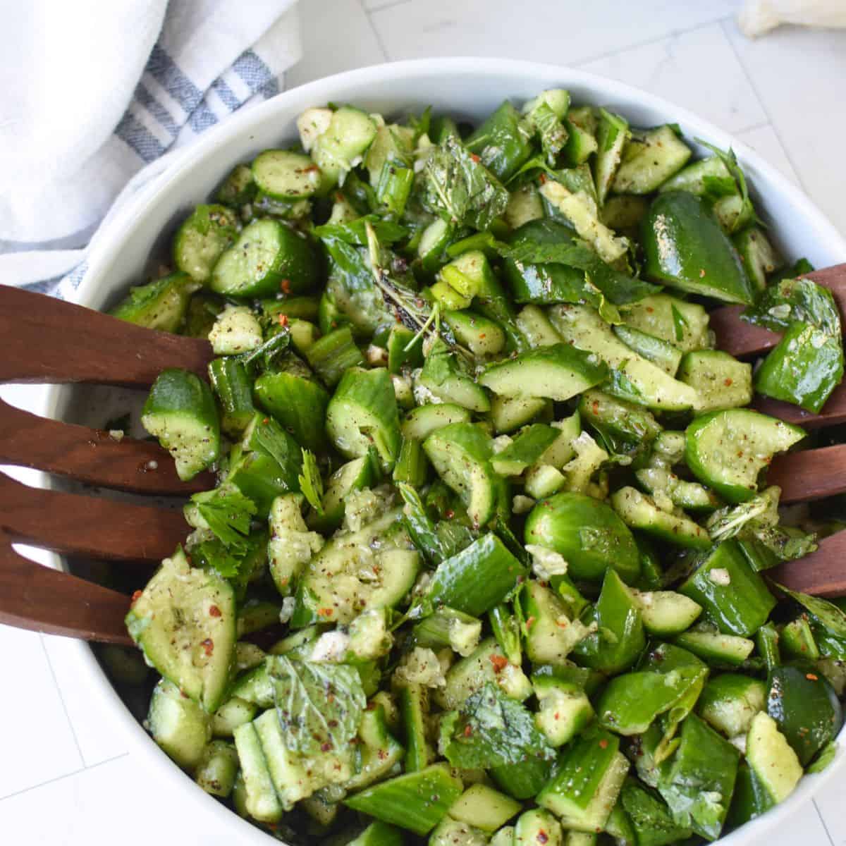 Smashed Cucumber Salad with Sumac and Mint (Lebanese-Style)