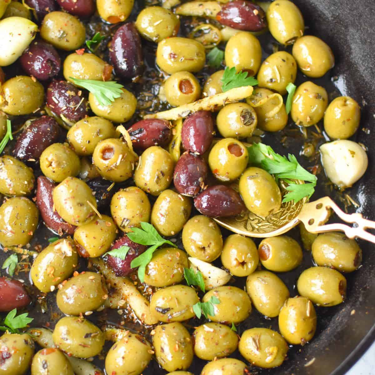 Warm Olives with Lemon and Mediterranean Herbs (Ready in 10 Minutes)